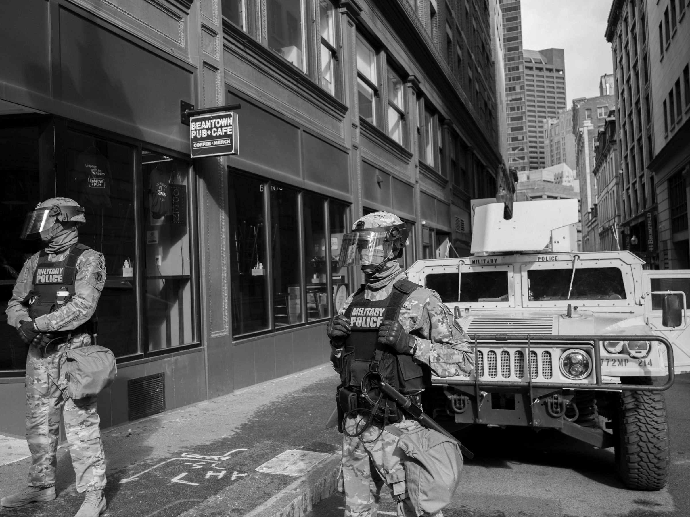 National Guard on Boston street