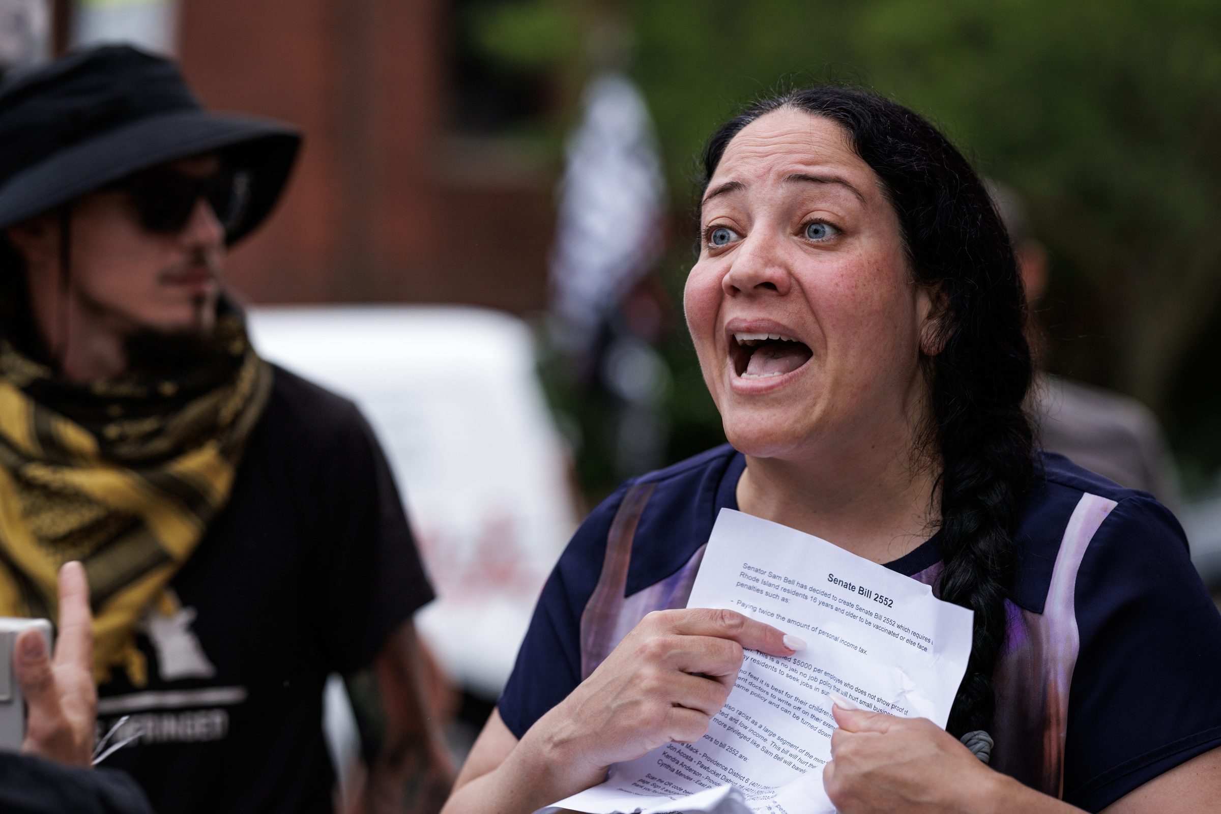 Woman crying talking to police