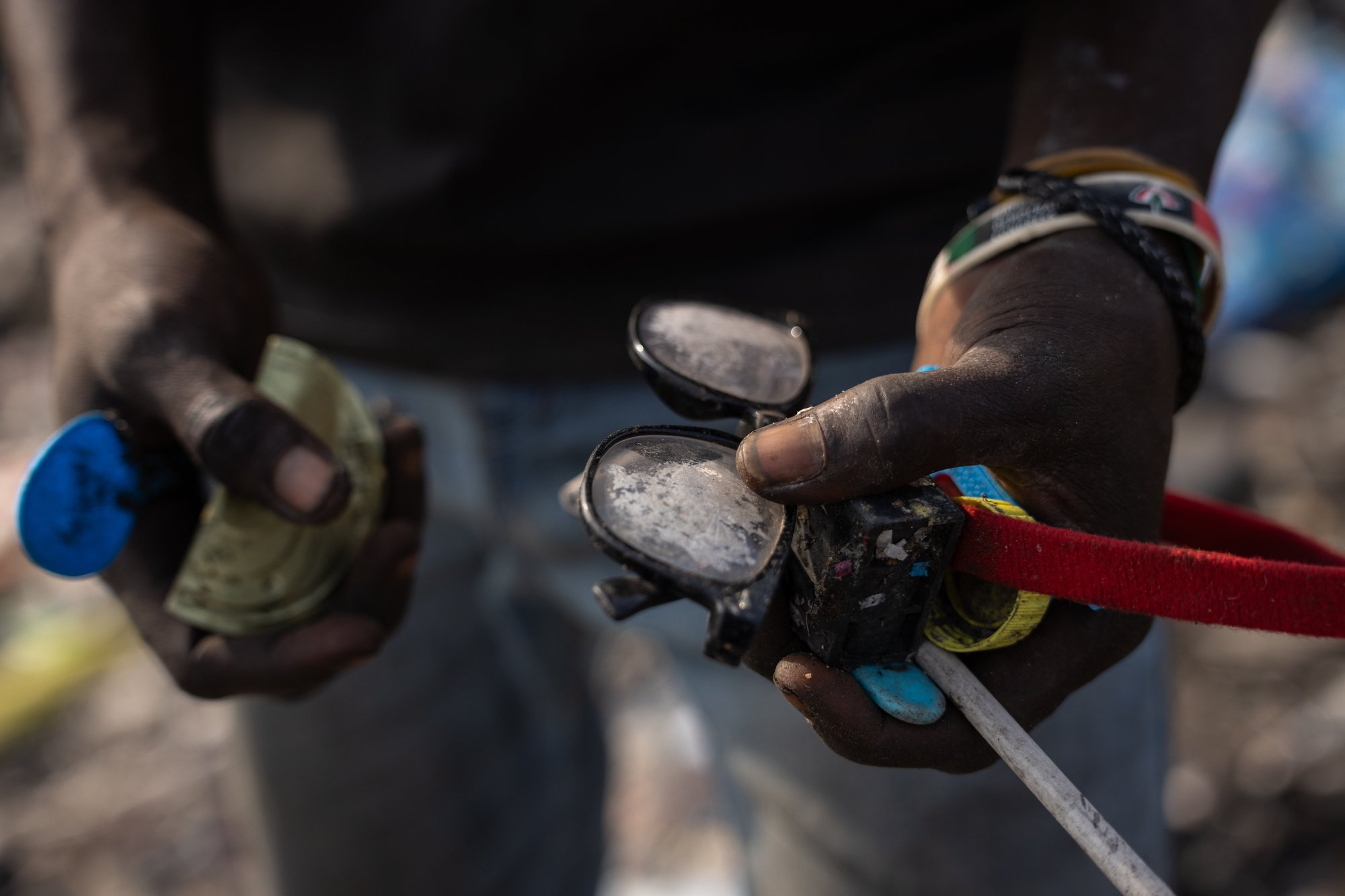 Discarded sunglasses found in the waste